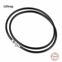 925 Sterling Silver Necklace For Men And Women Personality Leather Basic Silver Necklace Jewelry Unisex 3MM50CM