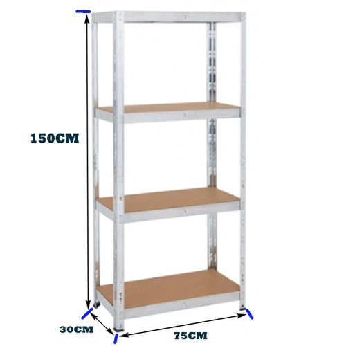 4 Tier Heavy Duty Metal Galvanised Shelving Rack Unit Garage Storage 1