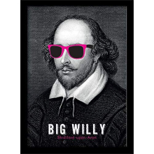 William Shakespeare Big Willy Framed 30 x 40cm Print, MDF, Multi-Colour, 42 x 32 x 2.4 cm