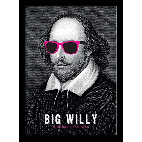 William Shakespeare Big Willy Framed 30 x 40cm Print, MDF, Multi-Colour, 42 x 32 x 2.4 cm