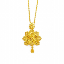 NK59 Fine Jewelry Woman Girl Birthday Wedding Gift Hollow Peacock 24KT Pendant Necklaces
