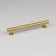 (160mm Handle) Satin Brass Hammered T-Bar Handle & Coordinating Knobs