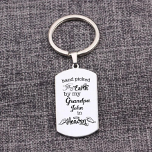 Personalized Fathers Gift Keychain Name for Grandpa Memorial Keepsake:hand picked for earth by my grandpa in Heaven