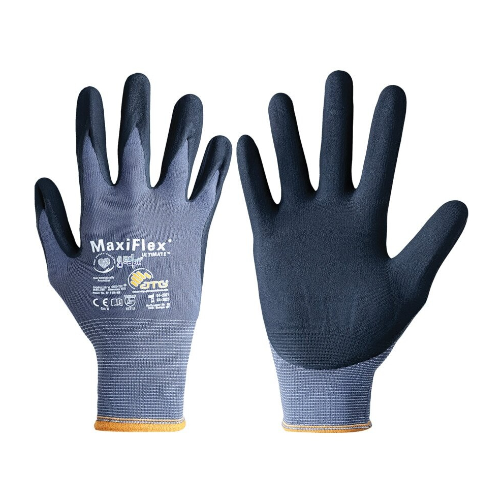 42-874 MaxiFlex Ultimate Palm-side Coated Gey/Black Gloves - Size 8