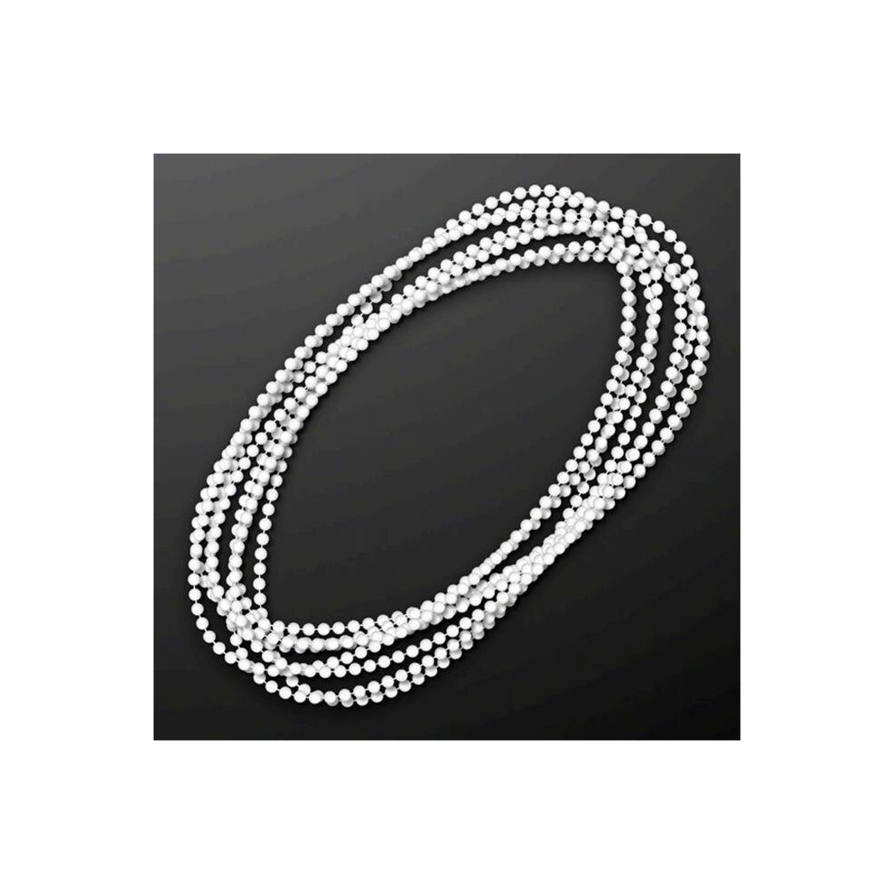 Smooth Round Opaque Bead Mardi Gras Necklace, White - Pack of 12-image-OPC-PCVM858-NEW
