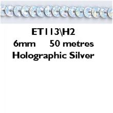 Essential Trimmings 6mm Strung Single Sequin Trim Holographic Silver - per metre
