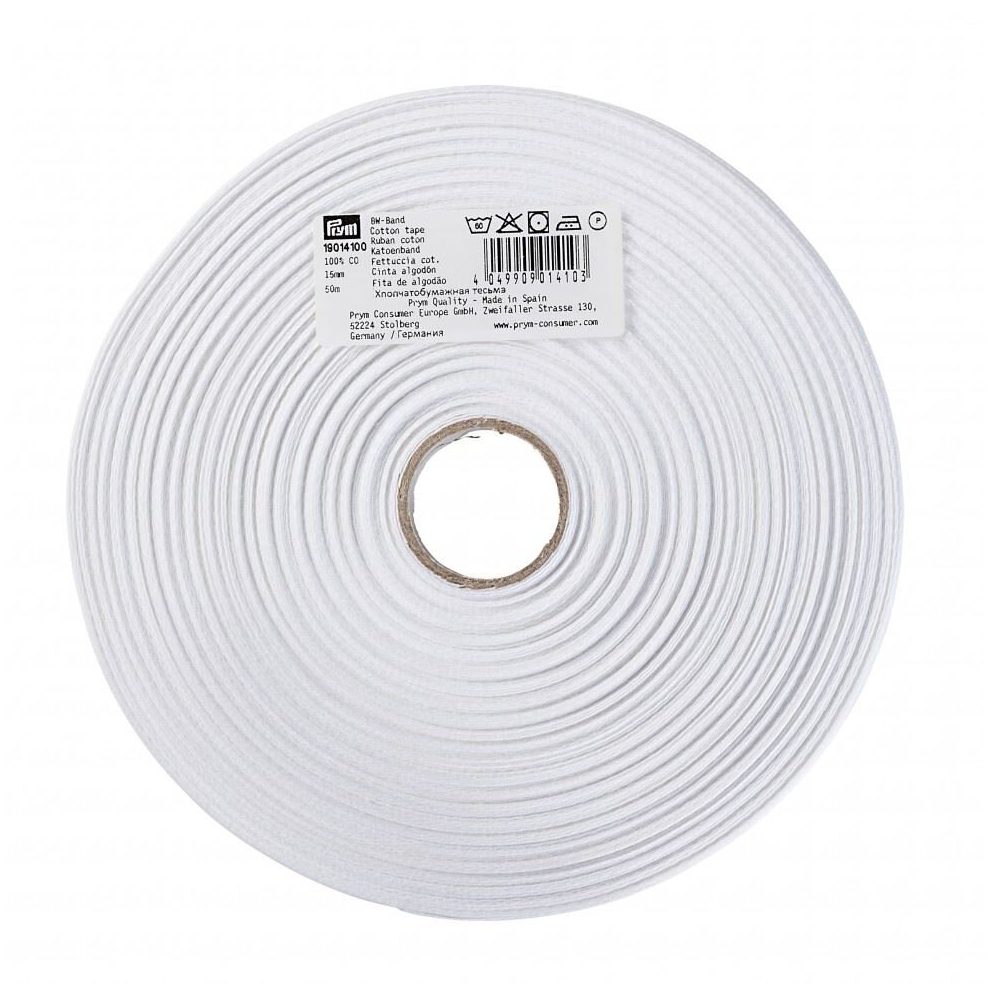 Prym 15mm Extra Strong Cotton Tape White - per metre