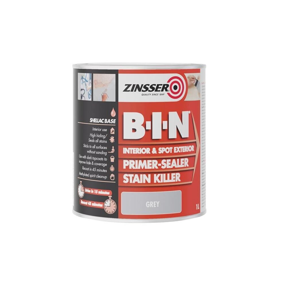B.I.N Pime, Seale & Stain Kille Paint Gey 1 lite ZINBING1L