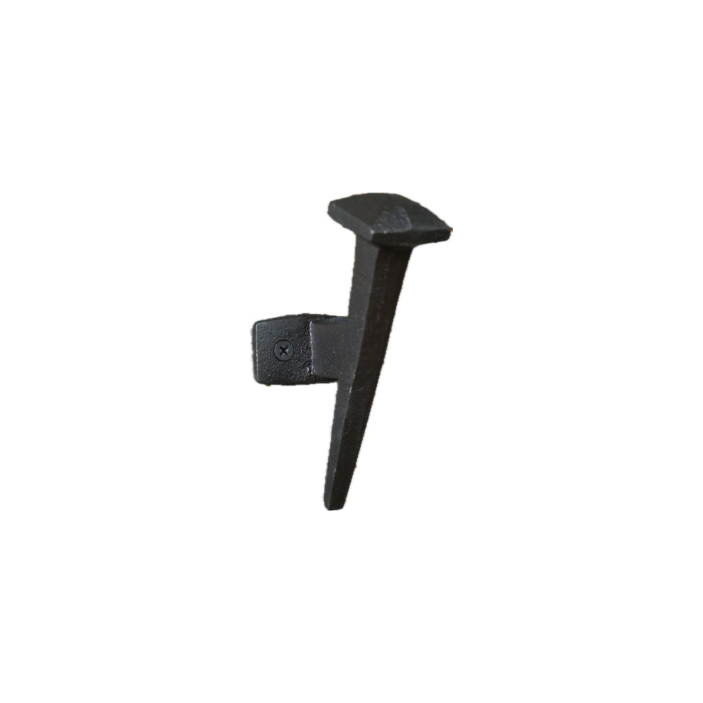 Dutch & Daughters Black Rustic Traditional Cast Iron Smith Nail Single Coat Hook Size 1