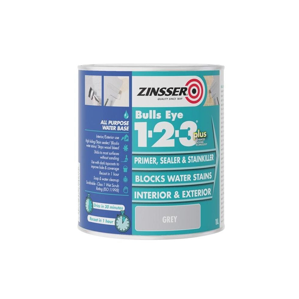 Bulls Eye 1-2-3 Plus Pime, Seale & Stain Kille Gey 1 lite ZINBE123PG1L