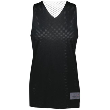 Ladies Tricot Mesh Reversible 2.0 Jersey, Black & White - 2XL