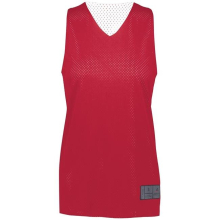 Ladies Tricot Mesh Reversible 2.0 Jersey, Scarlet & White - Extra Large