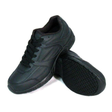 Mens Leather Slip-Resistant Jogger Work Shoe Black - Size 12