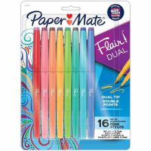 Paper Mate PAP2181607 Assorted Color Flair Duo Pen, Pack of 16
