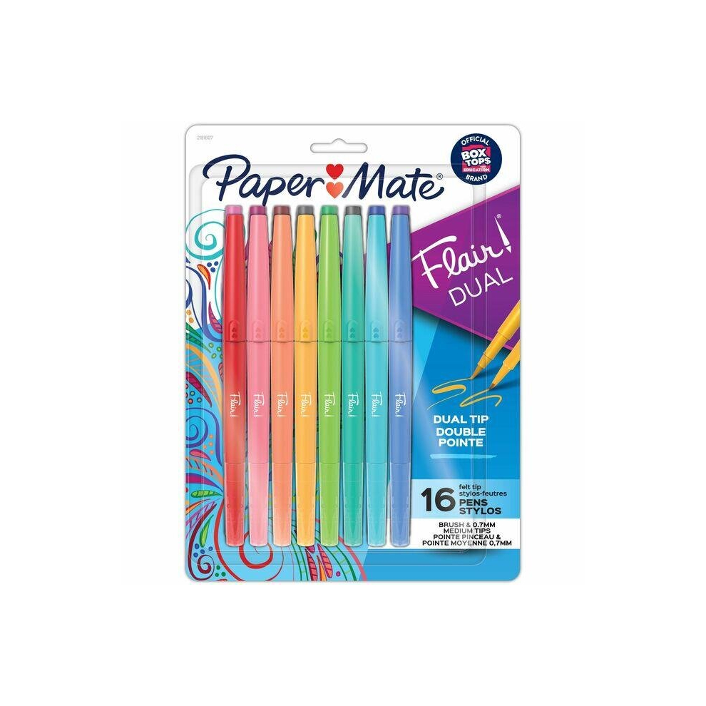 Paper Mate PAP2181607 Assorted Color Flair Duo Pen, Pack of 16