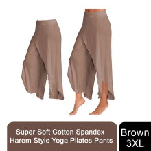 (Brown - XXXL) Super Soft Modal Spandex Yoga Pilates Pants