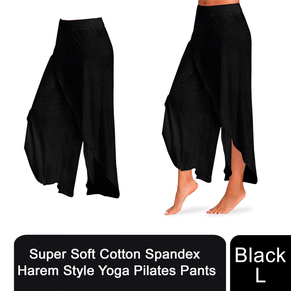 (Black - L) Super Soft Modal Spandex Yoga Pilates Pants