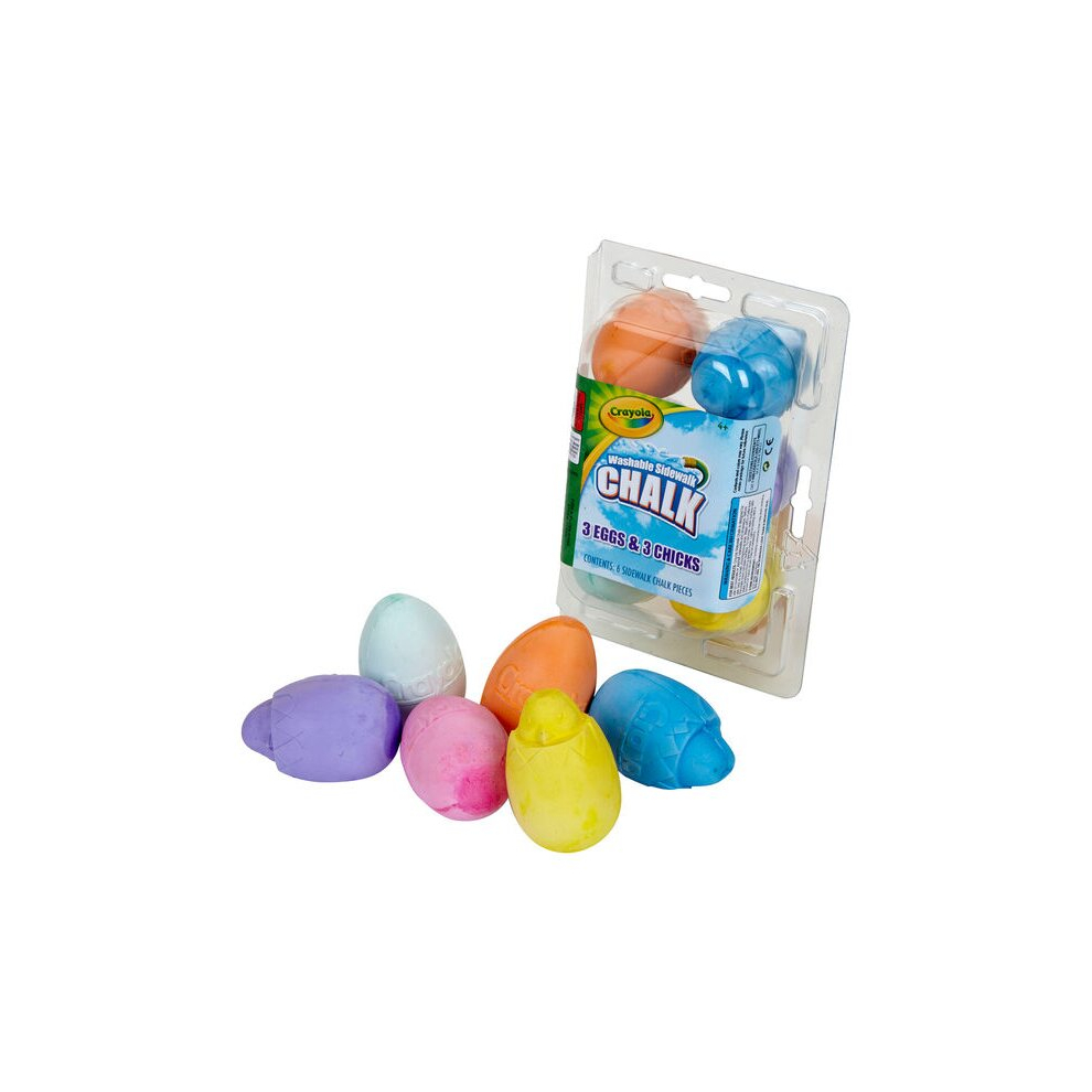 Crayola Washable Sidewalk Chalk 3 Egg & 3 Chick Shaped Chalk 6 Chalk