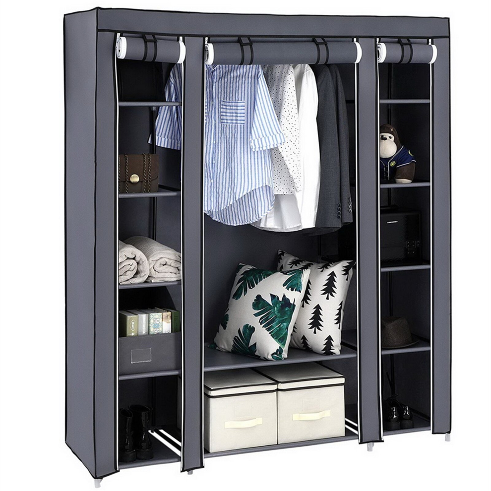69" Portable Clothes Closet Wardrobe Storage Organizer w/ Non-Woven Fabric-image-OPC-PCVRBRG-NEW