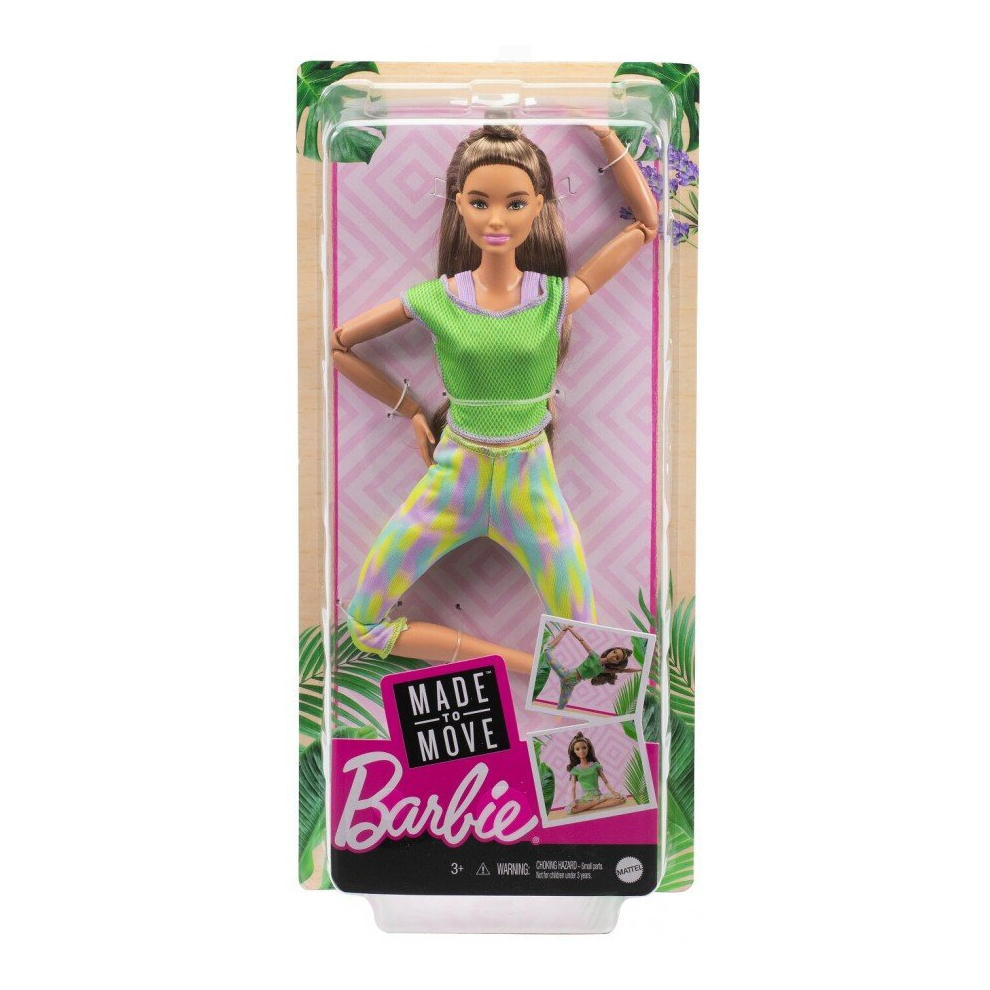 (Green) BARBIE Made To Move Dolls Yoga Fashion Outfit Doll