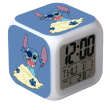 (Stitch H) Stitch Alram Clock Colorful Color Changing Alarm Clock Led Night Light