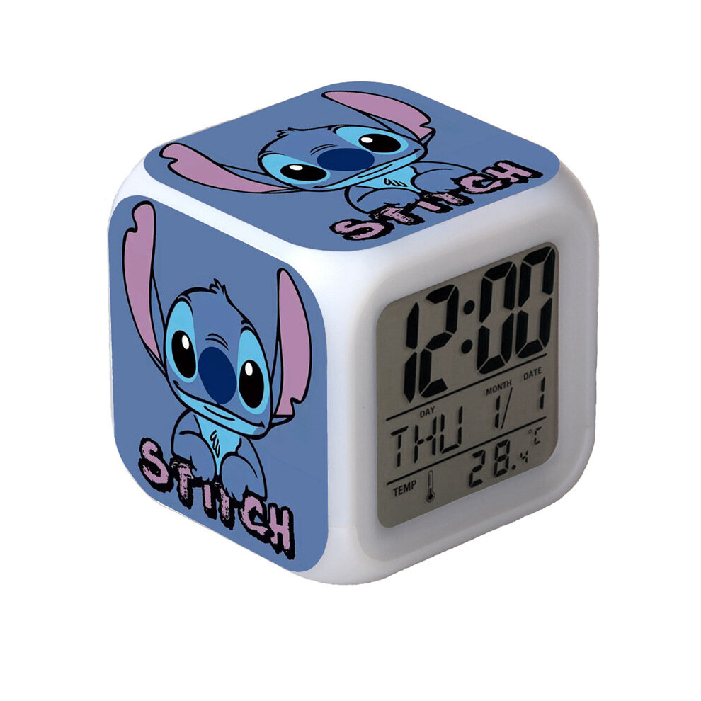 (Stitch A) Stitch Alram Clock Colorful Color Changing Alarm Clock Led Night Light