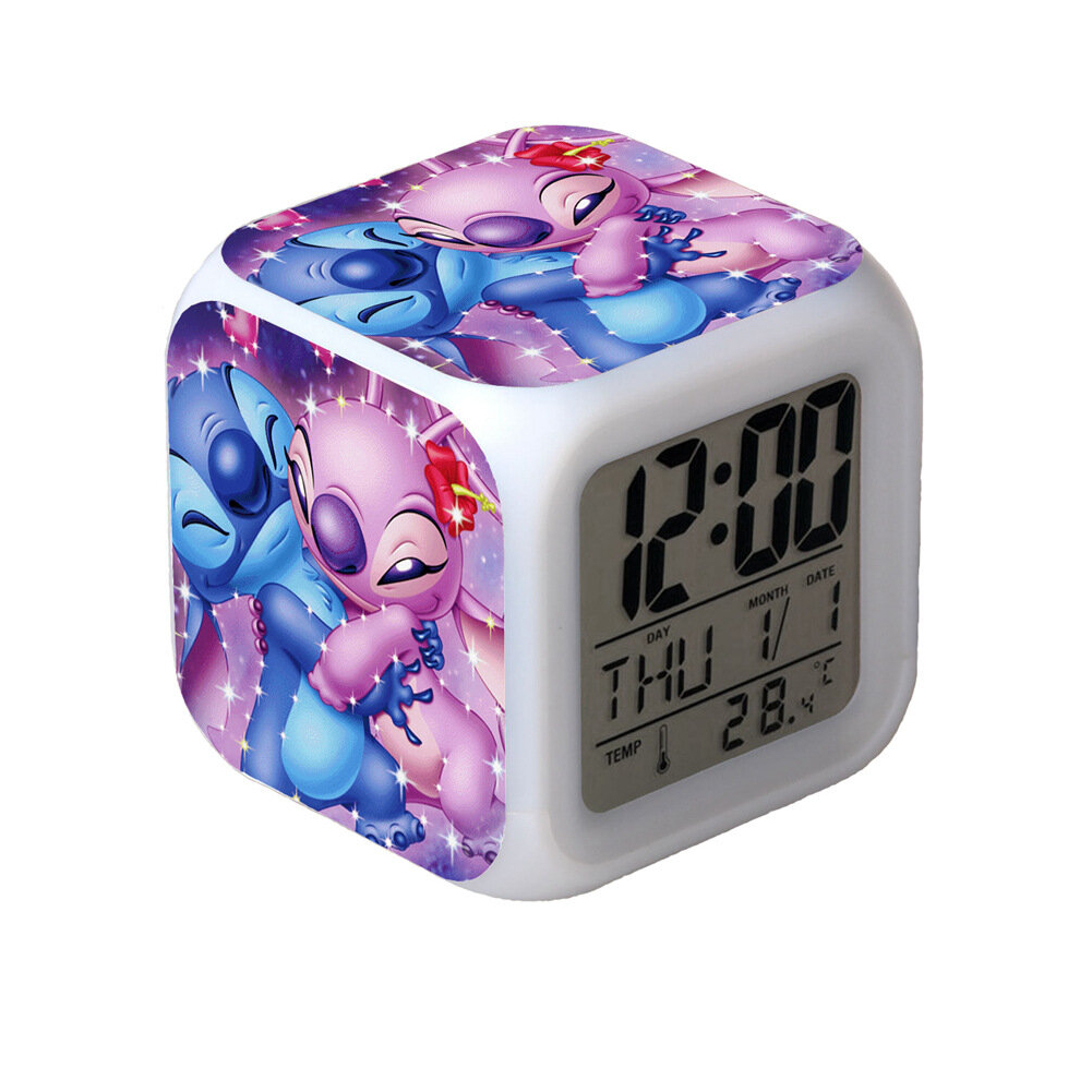 (Stitch F) Stitch Alram Clock Colorful Color Changing Alarm Clock Led Night Light