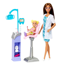 Barbie Gioco Professionale, Dentista con Bambola Dottore Bionda, Bambola Piccola, Mobili e Accessori