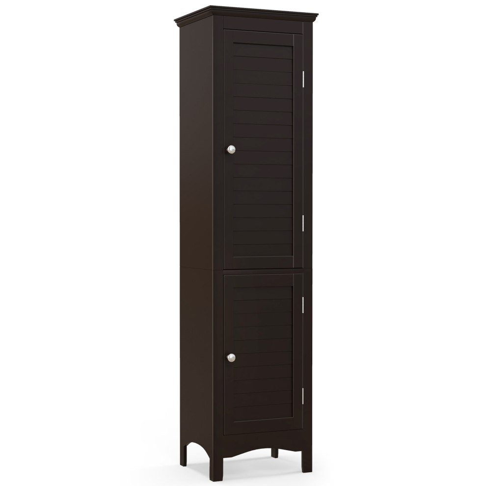 5-Tier Bathroom Tall Cabinet 2 Door Freestanding Slim Storage Organizer Cupboard