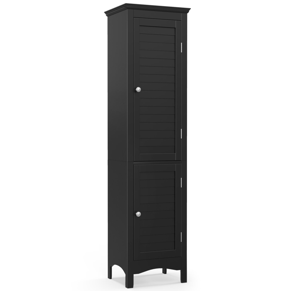 5-Tier Bathroom Tall Cabinet 2 Door Freestanding Slim Storage Organizer Cupboard