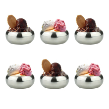 (10cm - 6pc) 6x Stainless Steel Ice Cream Bowls Dessert Fruit
