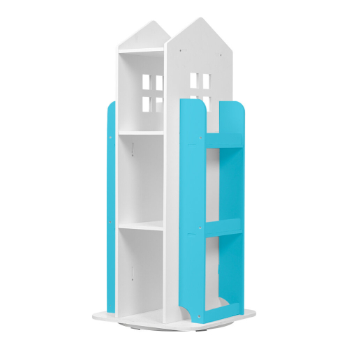 Living And Home (Blue) Kids' House Frame Rotating Bookshelf 2