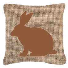 18 x 18 in. Rabbit Burlap And Brown Indoor & Outdoor Fabric Decorative Pillow
