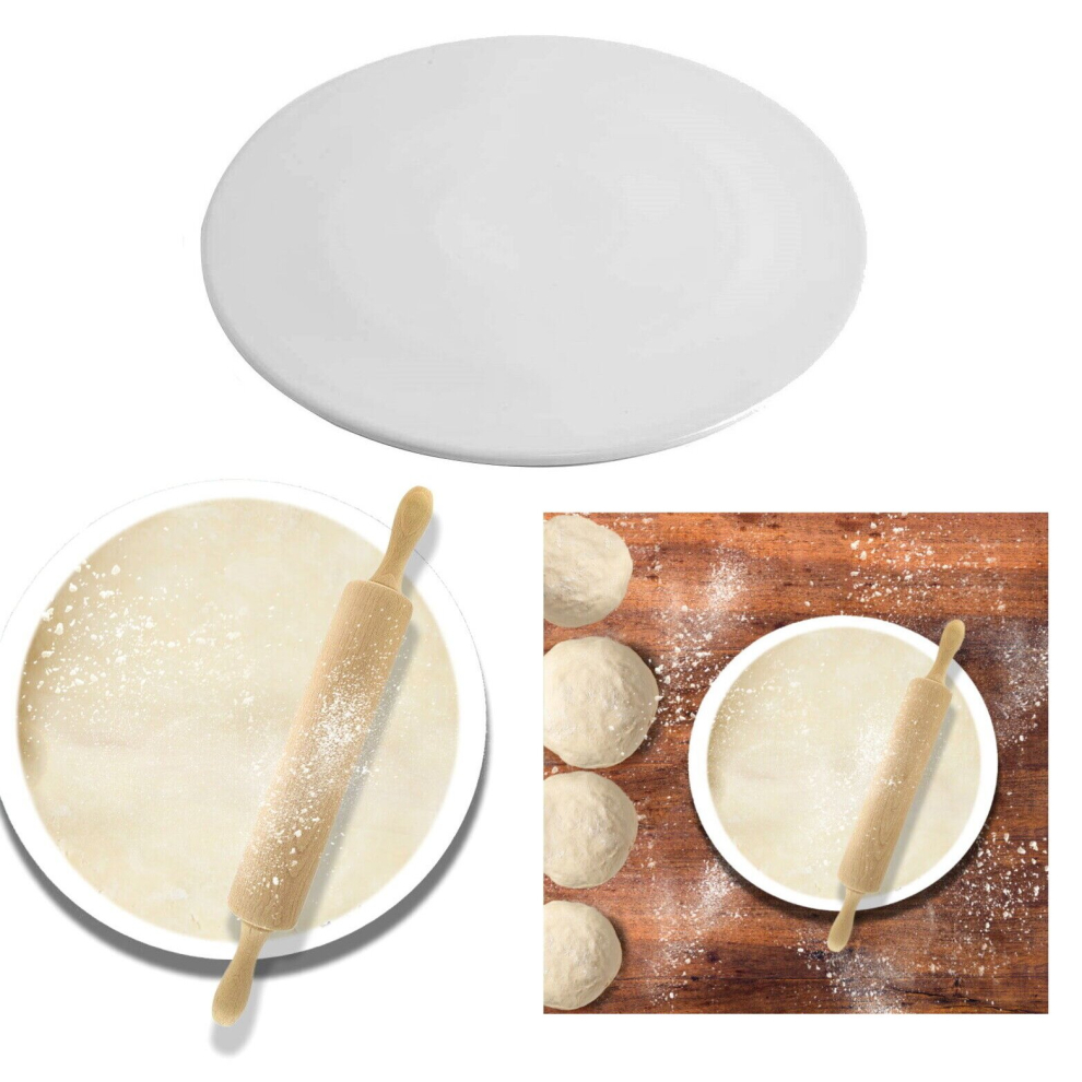 White Chapati Board Round Large Porcelain 33cm Rolling Board Pastry