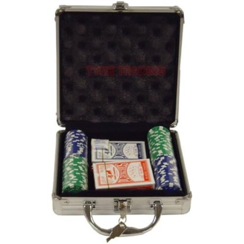 DELUXE 100 PIECE POKER GAME SET IN ALUMINIUM CASE