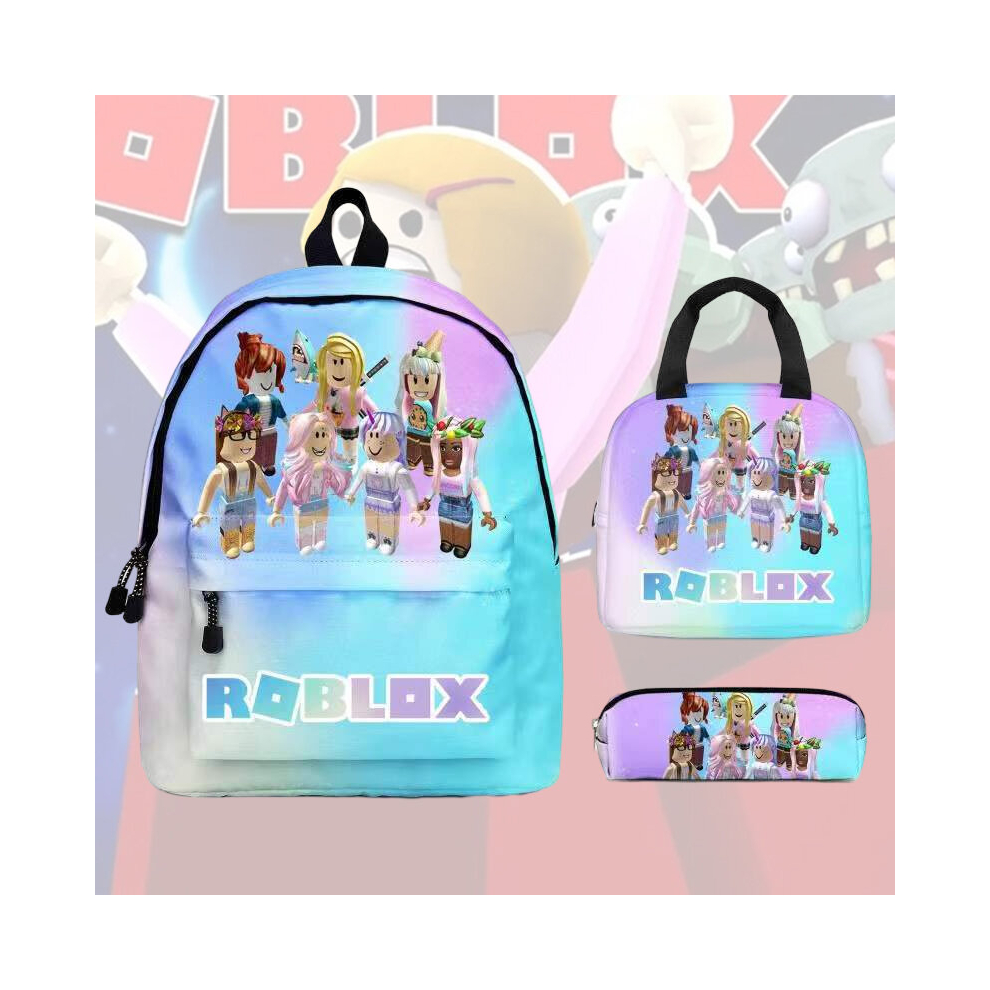 3pcs Girls Rainbow Roblox Backpack Lunch Bag Pencil Case Schoolbag  Students