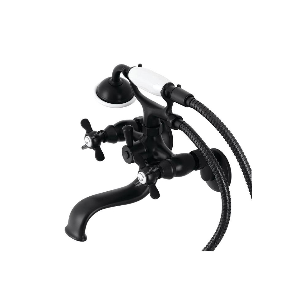 Essex Wall Mount Clawfoot Tub Faucet With Hand Shower, Matte Black 780475846951