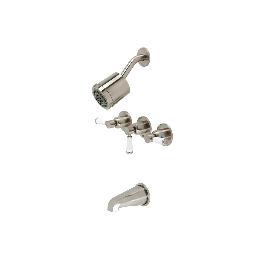 Paris Three-Handle Tub & Shower Faucet, Brushed Nickel 753678271004