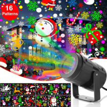 MJT_d0128 Christmas Projector LED Lights - 16 Rotating Patterns, Indoor UK Plug, 4W, 3-8m Projection, 5-15m2 Coverage
