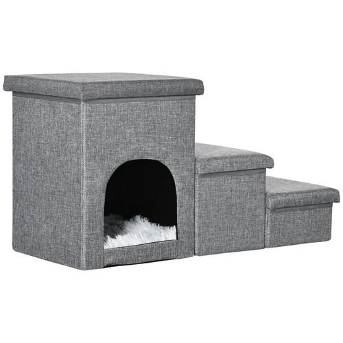 3 Step Stairs Dog Steps Bed Cat House Storage Boxes Sofa Pet Climb Grey