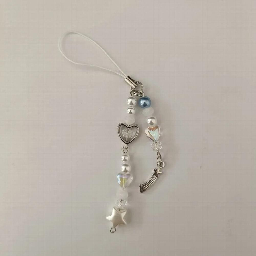 Star Mobile Phone Chain Sweet Romantic Beaded Mobile Phone Key Chain Key Chains Keychain Y2k Keychain White 885668702226