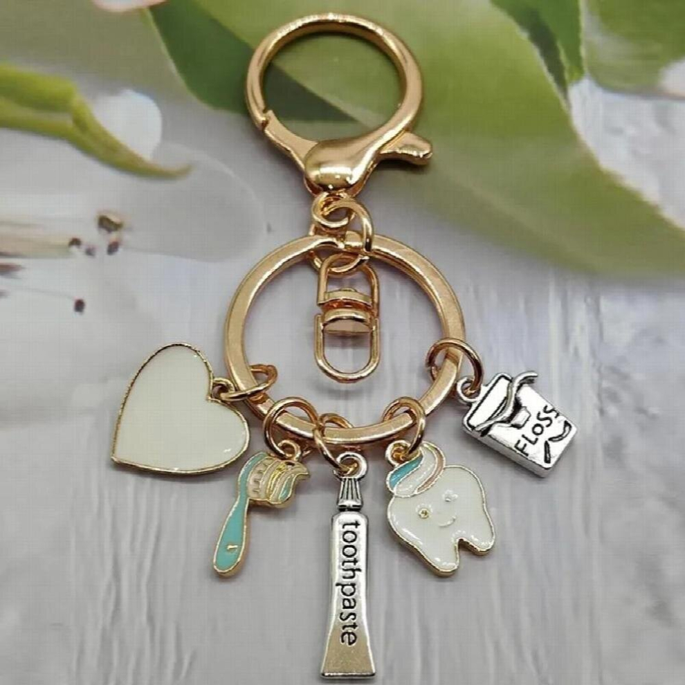 Dentist Enamel Toothbrush Toothpaste Tooth Keychain Dental Assistant Gift Dental Love Care Keychain 885668703360