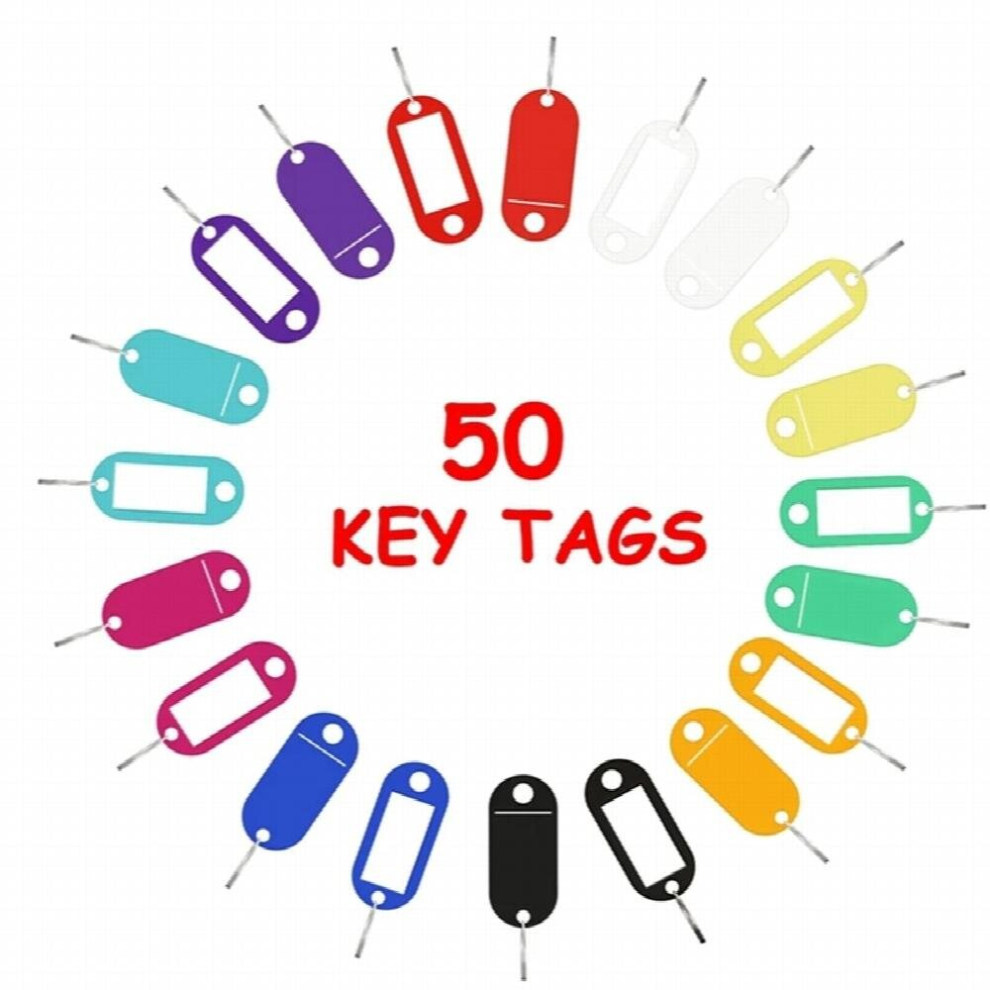 50Pcs Plastic Key Rings With Label Writeable Key Fobs Language Id Tags Labels Key Chain For Baggage Key Chains Key Ring Colorful 885668708587