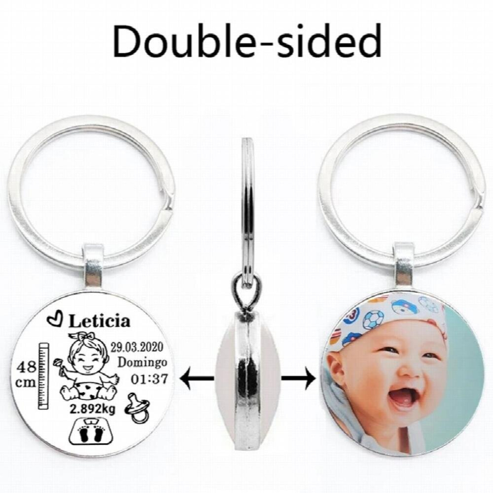 Lovely Personalized Baby Boys Girls Keychain Name Birth Weight Height For Newborn Commemorate Mom Dad Gift Keyring Multicoloured