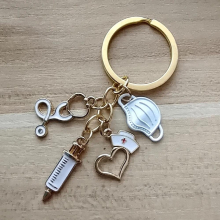Nurse Doctor Mask Keychain Paramedic Keychain Syringe Stethoscope Keychain
