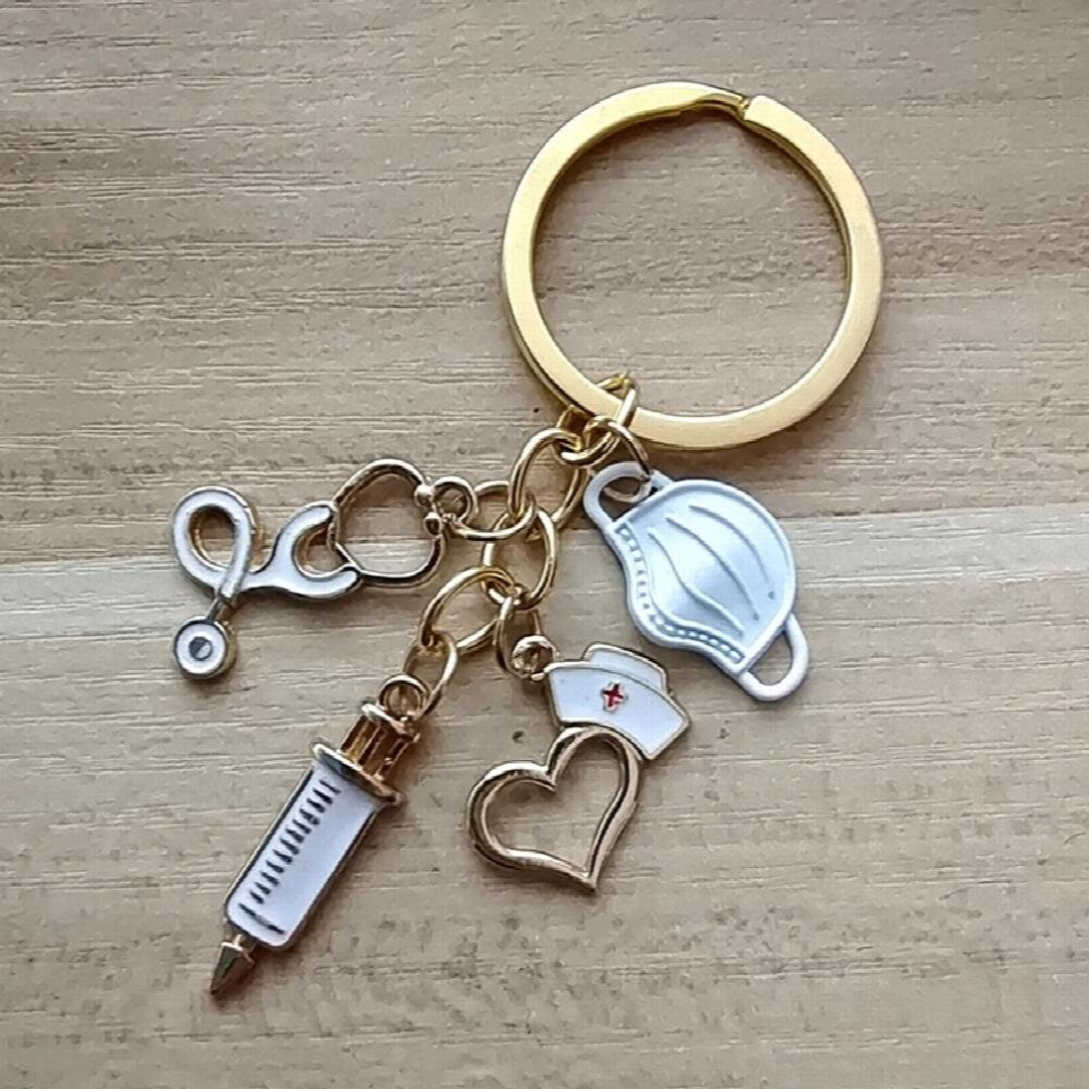 Nurse Doctor Mask Keychain Paramedic Keychain Syringe Stethoscope Keychain 885668703322