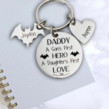 2 Names Dad Gift Keychain Birthday Gift Holiday Gift Personality Carving Daddy A Sons First Hero,A Daughters First Love