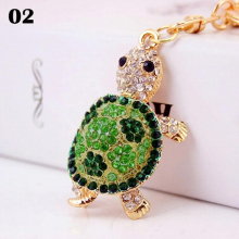 Turtle Shape Pendant Keychain Colorful Rhinestone Turtle Key Chain Keyrings Women Girls Hanging Ornament Accessories