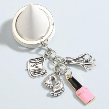 Metal Enamel Keychain Scissors Toolbox Manicure Key Ring Nail Beauty Key Chains For Women Girls DIY Jewelry