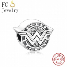Jewelry Fit Charm Bracelet Real 925 Sterling Silver Zircon Hero Symbol Bead For Making Women Berloque
